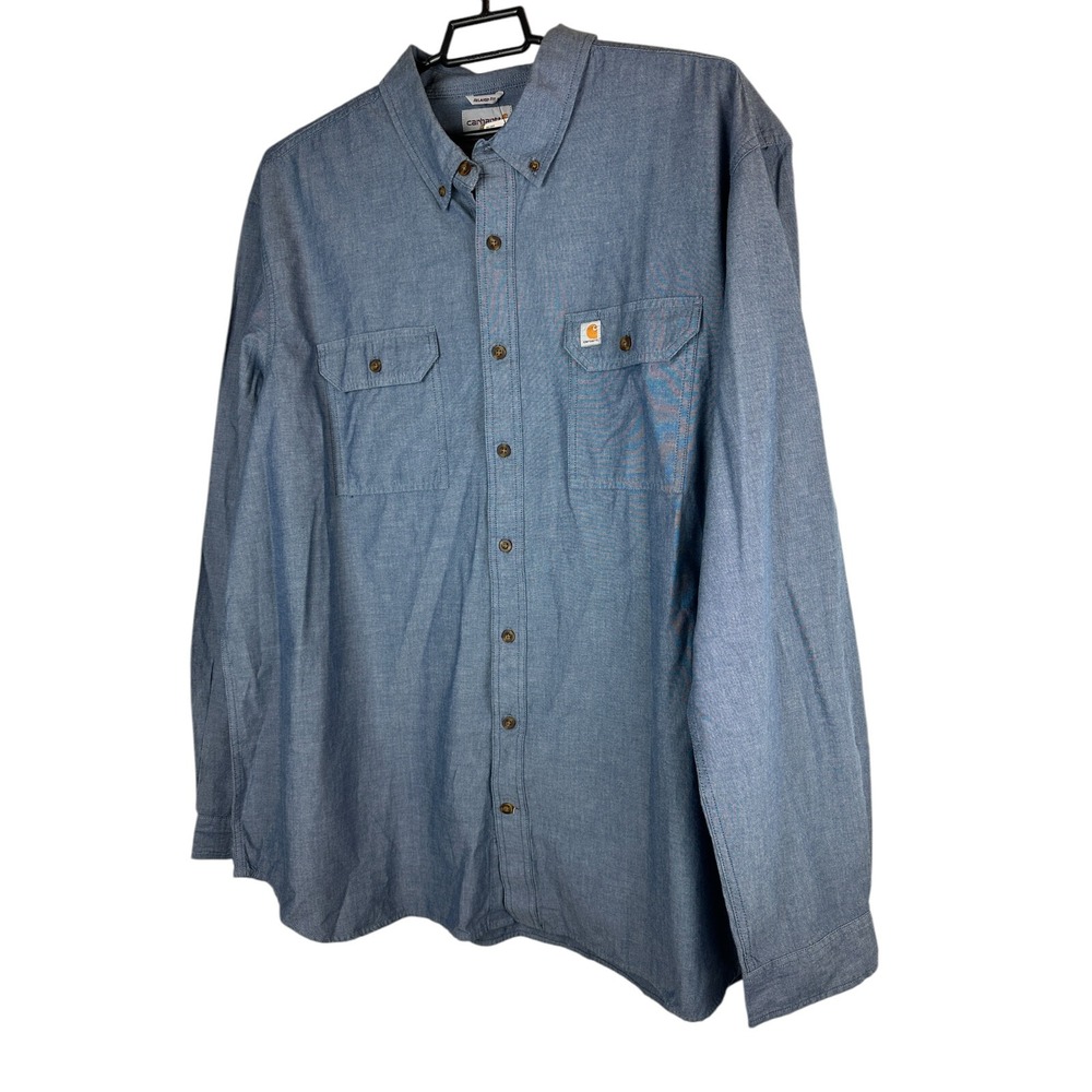 NEW Carhartt Chambray Long Sleeve Shirt Blue Button Down Big & Tall Size 3XL 3X - Picture 11 of 11